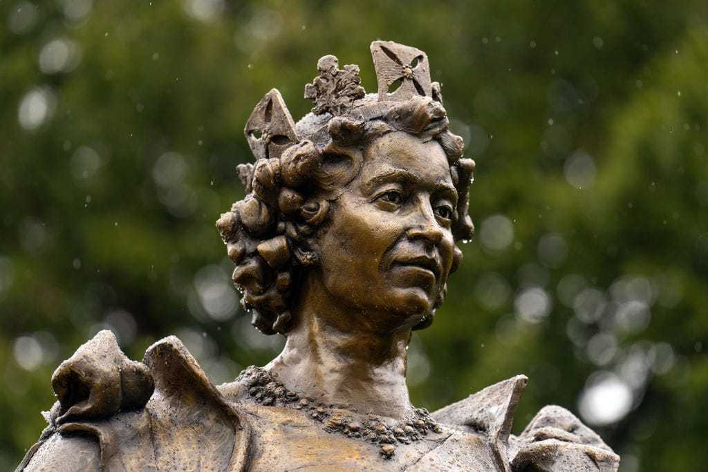 Newly-unveiled statue of Queen Elizabeth II includes her beloved pet Corgis