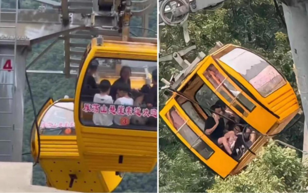 The cable car door was blown open by the wind, and a tourist fell from a height of 10 meters into the abyss.