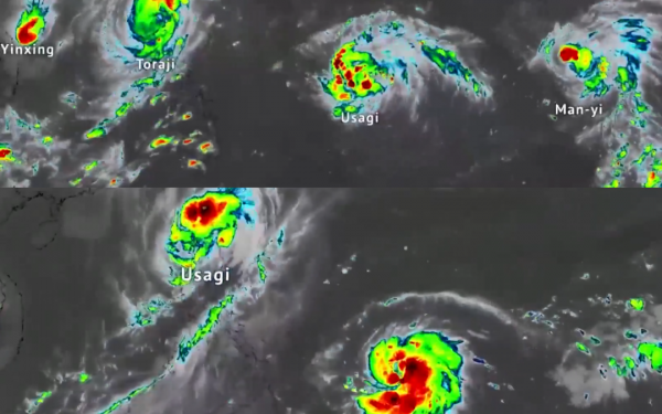 Satellite imagery of 4 typhoons moving across Philippines