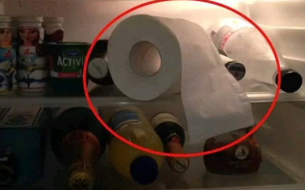 My wife keeps toilet paper rolls in the fridge